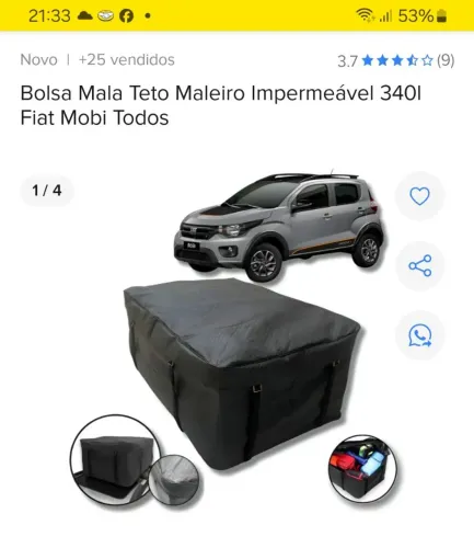 Bagageiro de teto impermeável 340L
