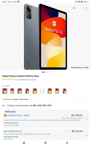 Tablet Xiaomi Redmi Pad Se Ram