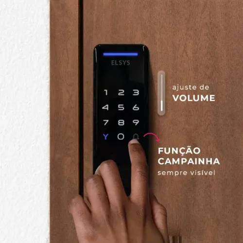  Fechadura Digital de Sobrepor, Abertura por senha ou tag, Pop, Preta, DS1100V, Elsys
