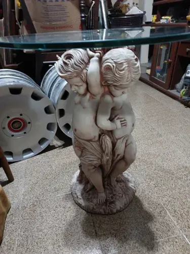 MESA DE CANTO ESCULTURA ANJOS EM MARMORE 