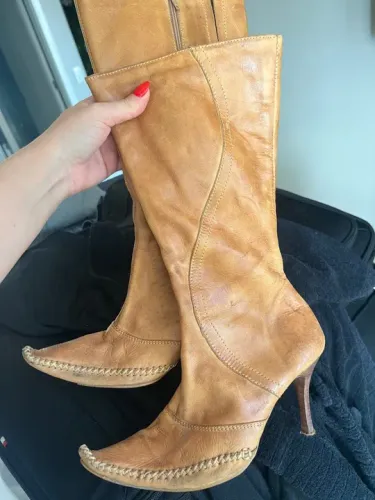 Bota couro legítimo cano longo
