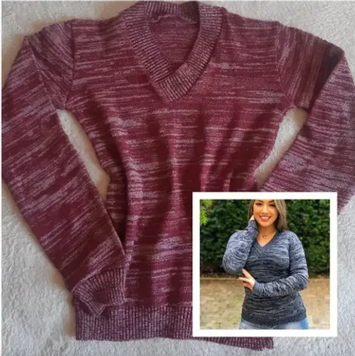 Blusa Frio Trico Trança Feminina Manga Longa