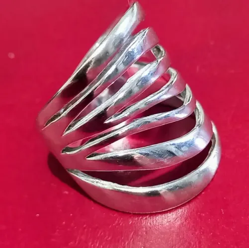 Anel Unissex de Prata Polida com 07 fios