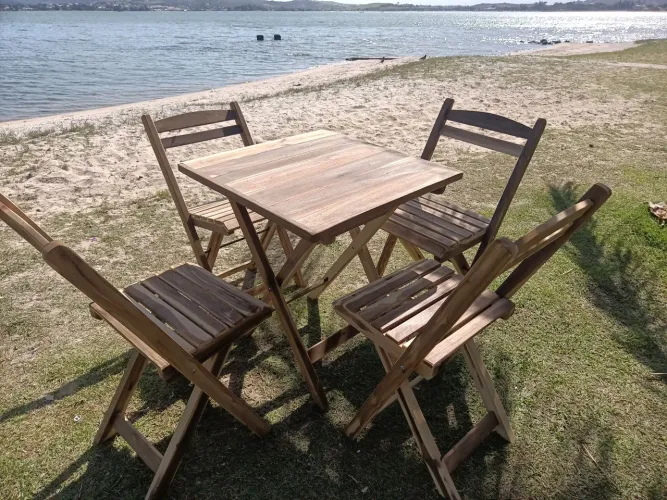 Conjuntos de bar 70x70 COM 4 CADEIRAS de madeira dobrável 