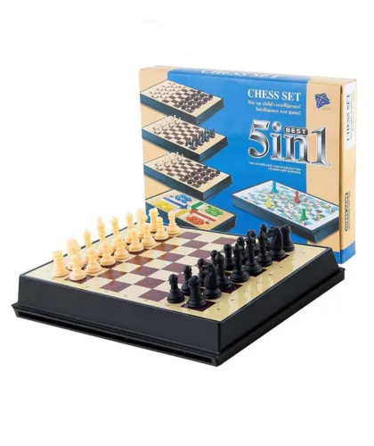 Jogo de Tabuleiro Chess 5 em 1 Ludo, Xadrez, Dama Magnético Novo