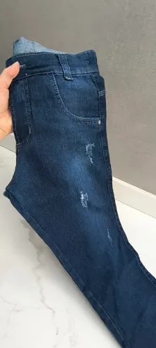 Calça Jeans Infantil Skinny Destroyed Azul Escuro NOVA