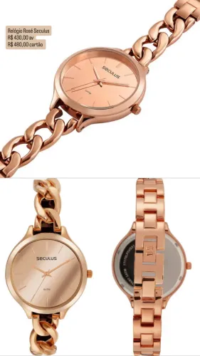 Relógio Rosé Seculus Original 