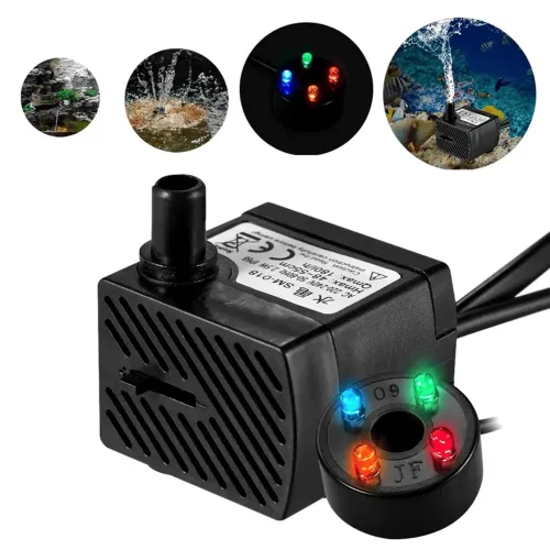 Bomba Submersa Com Luzes LEDs Fonte Aquário Bivolt BOM-8702 