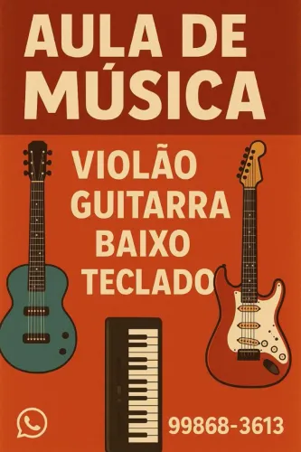 Aula de Música - Violão, guitarra, baixo e teclado