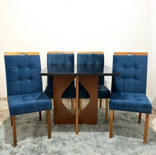 sala mesa jantar com tampo de vidro 