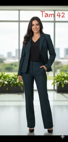 Conjunto de Blazer e calça tam 40/42 Rabush cinza chumbo riscadinho de Giz estado de Novo 
