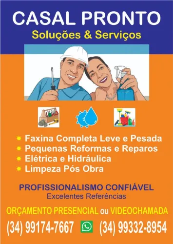 CASAL PRONTO - Marido de Aluguel Multiserviços e Faxina Padrão e Pesada.