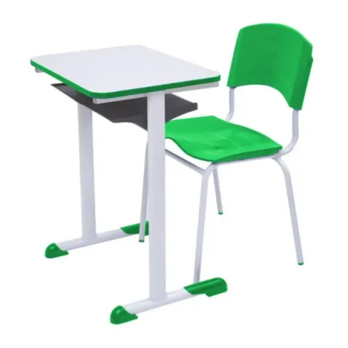 Kit Mesa Cadeira Verde Adulto Madeira Confortável Ideal Escolar Escritório Estudo 40093