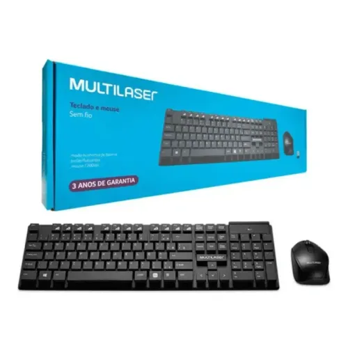 Kit Teclado e Mouse Wireless 1200DPI, 2.4GHz, Preto, TC251 - Multilaser  cod: 2802