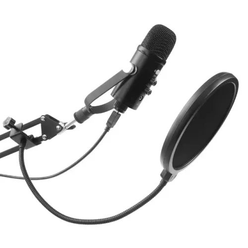 Microfone Streamer USB C3Tech MI-100BK com Suporte Braço Articulado - WZetta