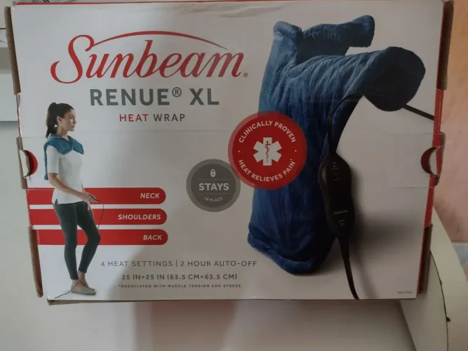 Colete aquecedor Sunbeam  Alívio para dores no pescoço e ombros. Elétrico. Aveludado. 