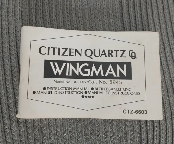 Manual original do Relógio Citizen Quartz Wingman 8945 anos 80 raridade