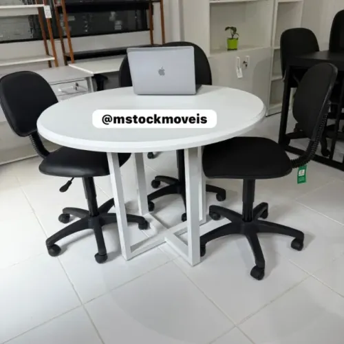 mesa de 96cm de diametro com pés de ferro branco