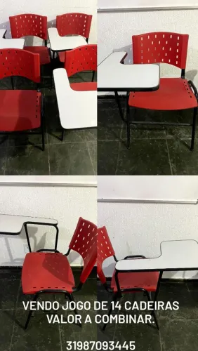Jogo de 14 cadeiras escolares com prancheta