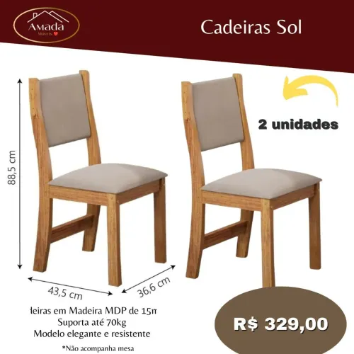 Cadeiras Sol - Entrega em 3 dias 