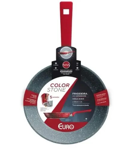 Euro Home Frigideira de Alumínio com Antiaderente 20 cm, 1.4 L Color Stone Volcano