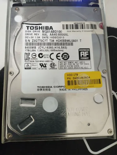 HD 1TB 2.5" (notebook) Toshiba MQ01ABD100 100% saldavel