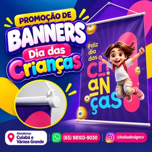 Banner Personalizado com Bastão e Barbante - Cuiabá