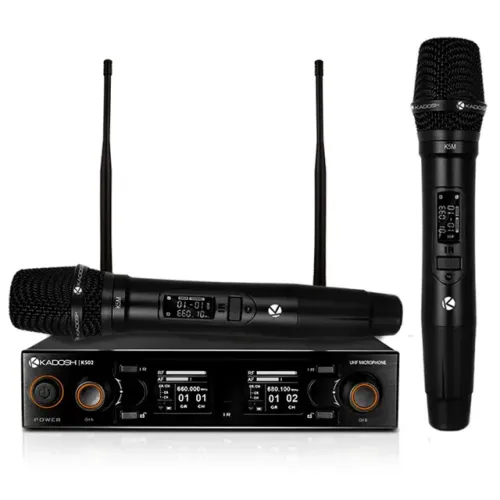 Microfone Sem Fio Kadosh Duplo K502M com Bateria Recarregável