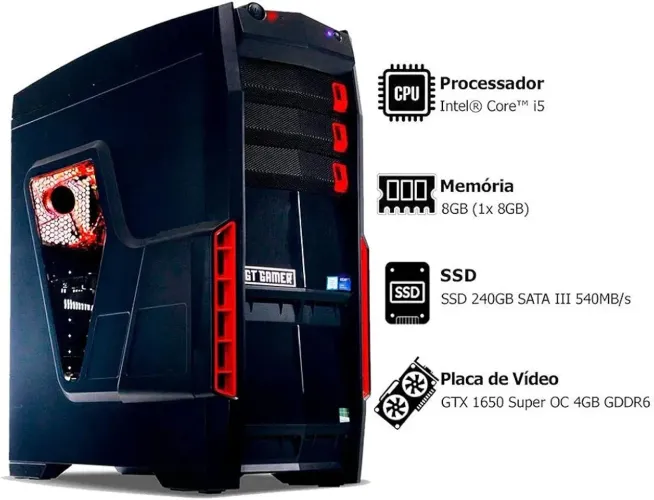 PC Gamer, I5 9400F, 8GB Ram, SSD 240GB, GTX 1650 4GB, Windows 10 Home LACRADO