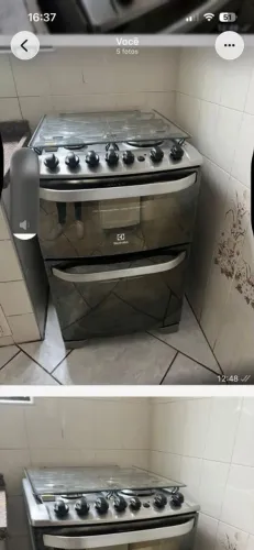Vendo fogão de inox tampa de vidro c 4 bocas Eletrolux,com dois fornos