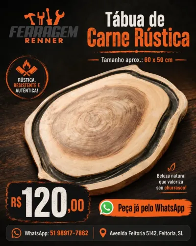 Tábua de carne Rústica Bolachão