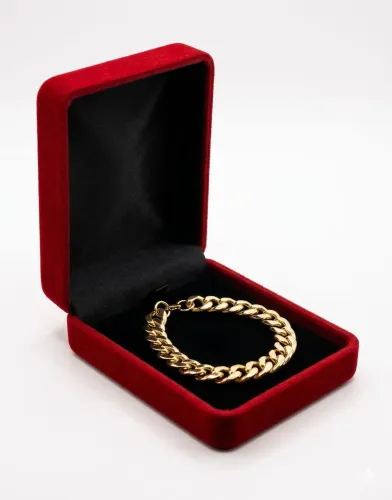 Pulseira Elo Cubano Robusta Banhada a Ouro 18k em Estojo Premium