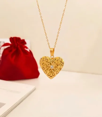 Colar relicário com foto personalizada Aço Inoxidável dourado