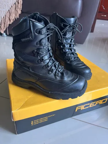 Coturno militar Acero Couro 36 Impermeável Tiger Pró zíper - usado (muito conservado)
