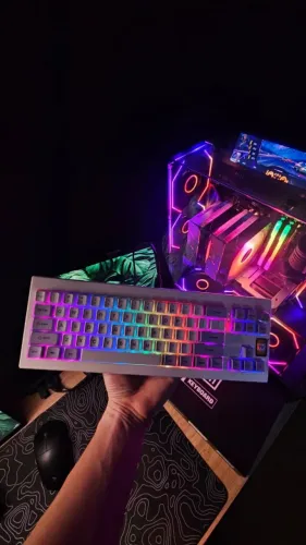 Teclado Mecanico Epomaker Shadow X, ARGB, Switch Flamingo, White Purple, SHADOWX-WP-FLG