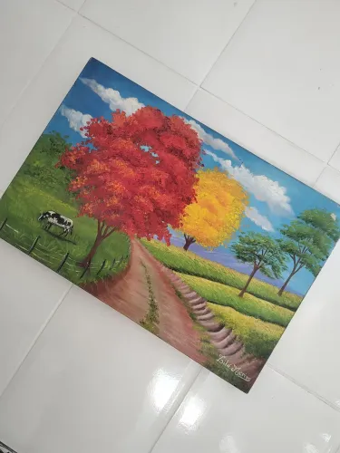 Quadros telas pintura mão antigo 100 dois