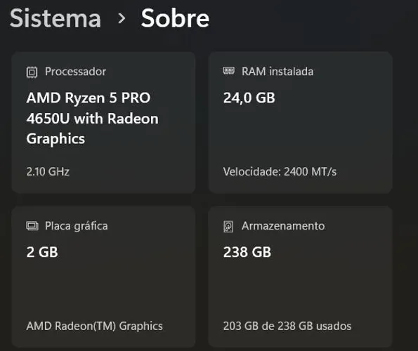 Notebook Lenovo ThinkPad L14 Gen 1 | Ryzen 5 PRO | 24GB RAM | 256GB SSD | Perfeito Estado