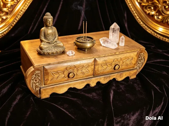 Altar em Madeira indiano - Transforme Seu espaço num Cantinho Zen Perfeito para Meditação.