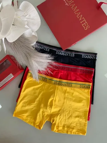 Cueca Boxer diamantes adulto com 3 peças
