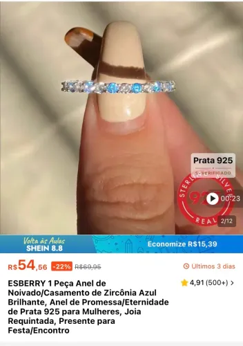 Anel prata 925