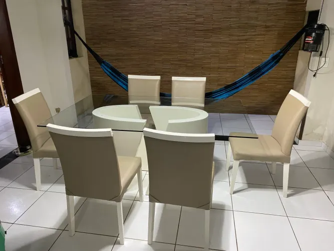 Mesa de Jantar 6 Lugares - Vidro 10 mm - Excelente Estado