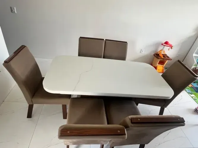 Mesa de Jantar 1,60x0,80 Tampo de Vidro