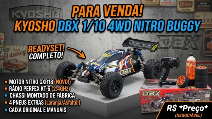 Automodelo Nitro Kyosho DBX Buggy 1/10 4WD - Motor GXR18 + Rádio Perfex (Completo)