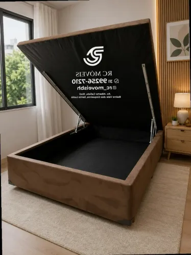 Cama box Baú Tamanho casal 1.38x1.88 Inteiriço Blindado com Pistão a Gás