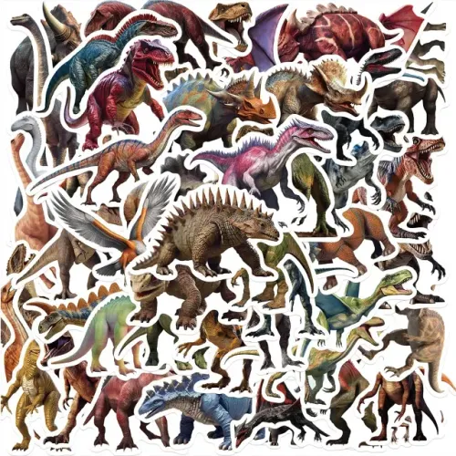 Kit 50 Adesivos de Dinossauros - Autocolantes Pcs Unidades - Jurassic Park
