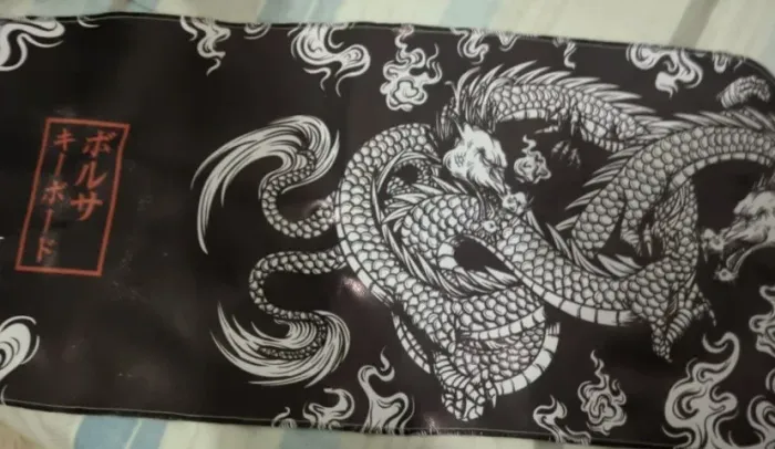 Mouse Pad Gamer Dragão Anime Extra Grande 90x40 costurado couro