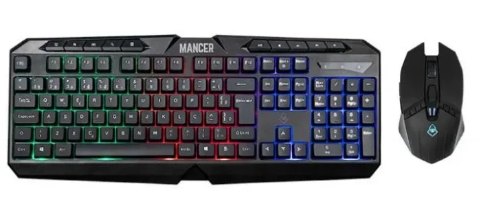Kit Teclado e Mouse Gamer Mancer Krinius V2, Rainbow, 6400DPI, ABNT2, Preto,