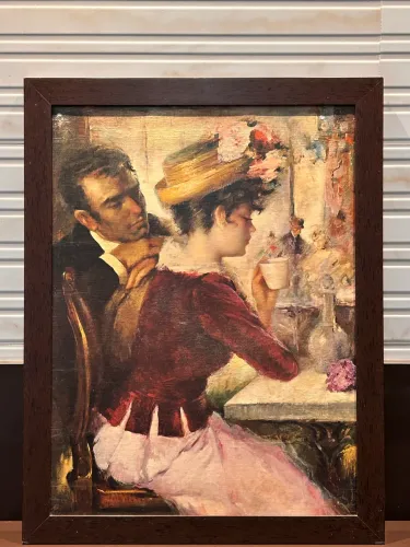 Quadro "Cena de Café" - José Puyet (Reprodução Elegante)