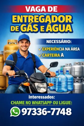 VAGA ENTREGADO DE GÁS E ÁGUA - PETROLANDIA E REGIÃO