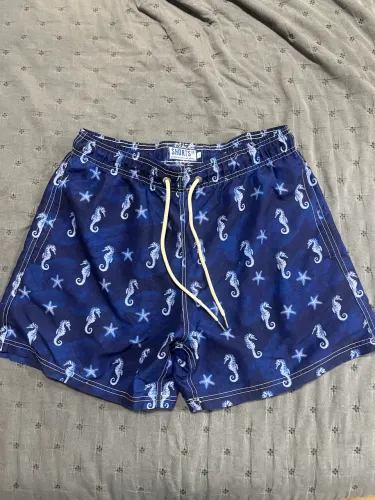 Short Praia Shorts Co Azul Cavalo Marinho Lindo